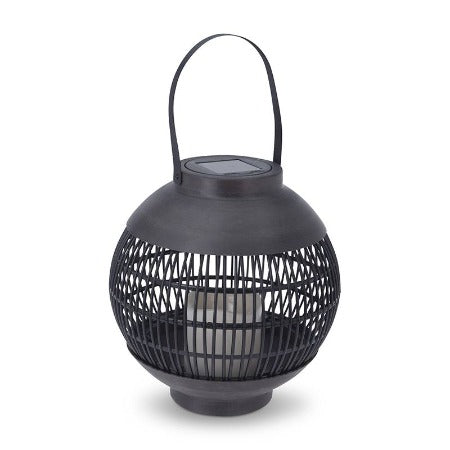 Lanterne Solaire En Plastique Effet Rotin+Bougie