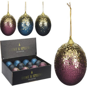 BOULES DE NOEL-8CM-DECO PAILLETTES 2 TONS-ASST