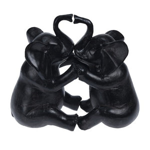 Statue 2 éléphants-16,5x8x15,5cm-noir