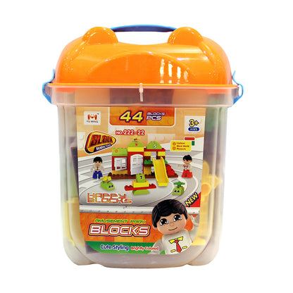 BLOC DE CONSTRUCTION-44PCS-BLOCKS DANS BAC EN PLASTIQUE+3ANS