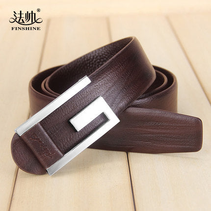 Importé - Ceinture Homme Fashion En Cuir Véritable Boucle Acier