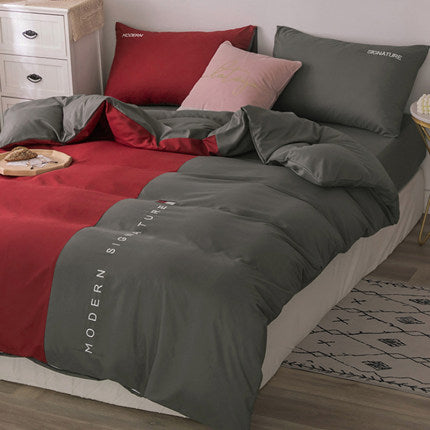 Importé - Drap De Lit Ponçage 4 Pièces Brodé Couette De Style Nordique 3 Pièces 4 Housse De Couette En Coton