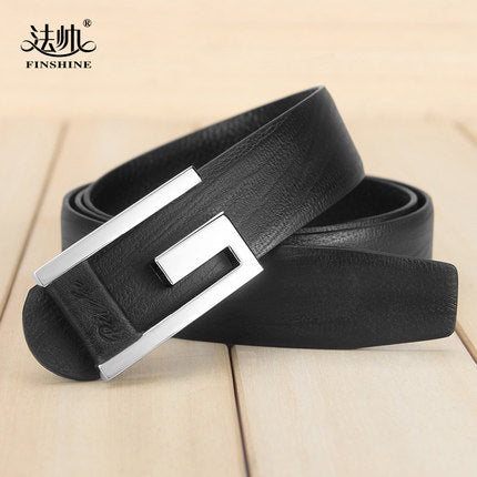 Importé - Ceinture Homme Fashion En Cuir Véritable Boucle Acier