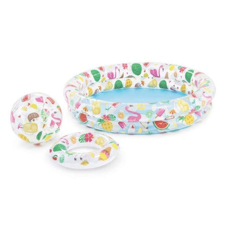 PISCINE POUR ENFANT+BALLON+BOUEE MOTIF FRUITS-INTEX