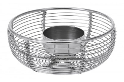 BOUGEOIR EN METAL ROND-1 BOUGIE-CHAUFFE PLAT ARGENTE