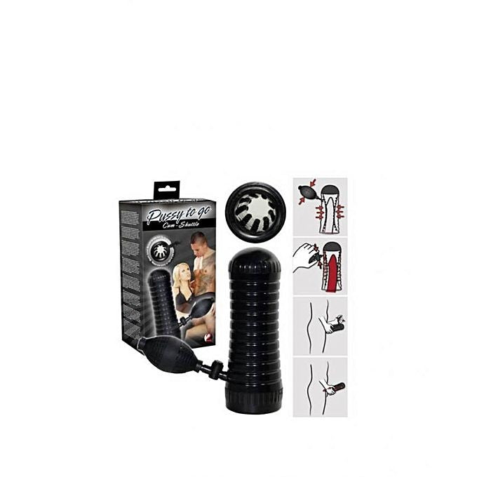 SEXTOYS Masturbateur masculin gonflant - 20 cm - Pussy to go Cum - Shuttle - Noir