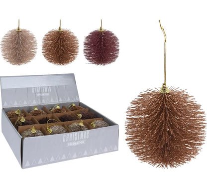 BOULE DE NOEL-DECO SAPIN 8CM-ASST