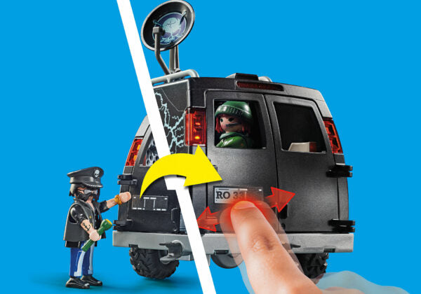 PLAYMOBIL CITY ACTION CAMION DE BANDITS ET POLICER-124PCS-4-10ANS
