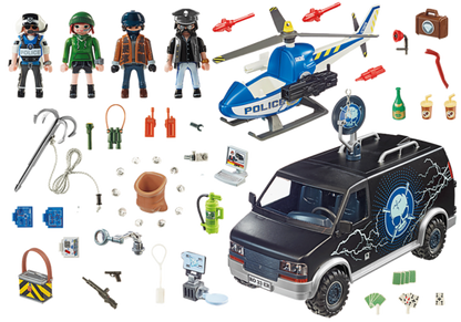 PLAYMOBIL CITY ACTION CAMION DE BANDITS ET POLICER-124PCS-4-10ANS