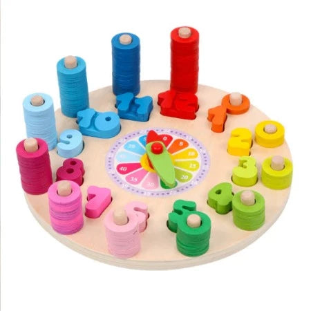 JEU- EDUCATIF LOGARITHMIC CLOCK HORLOGE EN BOIS + 3ANS