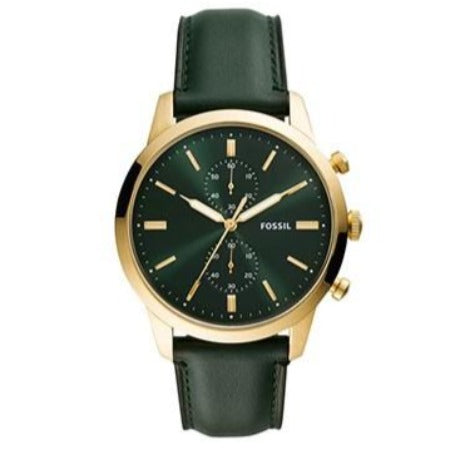 FOSSIL - TOWNSMAN 44 MM CHRONOGRAPHE EN CUIR VERT FONCÉ