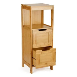 MEUBLE DE SDB EN BAMBOU 2TIROIRS/1 ETAGERE-30x30x70cm