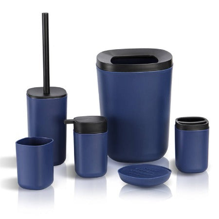 Ensemble d’accessoires de salle de bain 6 pièces en plastique bleu