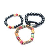 Pack de 3 Bracelets à Perles Imprimé Noir/Multicolore