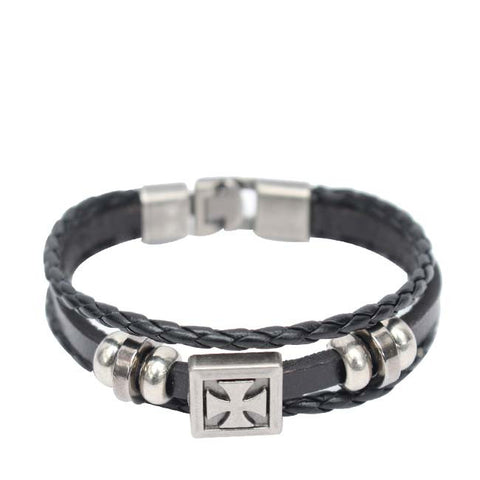 Bracelet Homme Motif Croix Noir