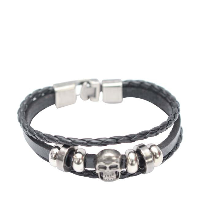 Bracelet Homme Motif "Tête De Mort" Noir