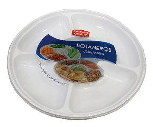 Plateau Jetable en Plastique 8 Compartiments Set de - 6pcs - Blanc