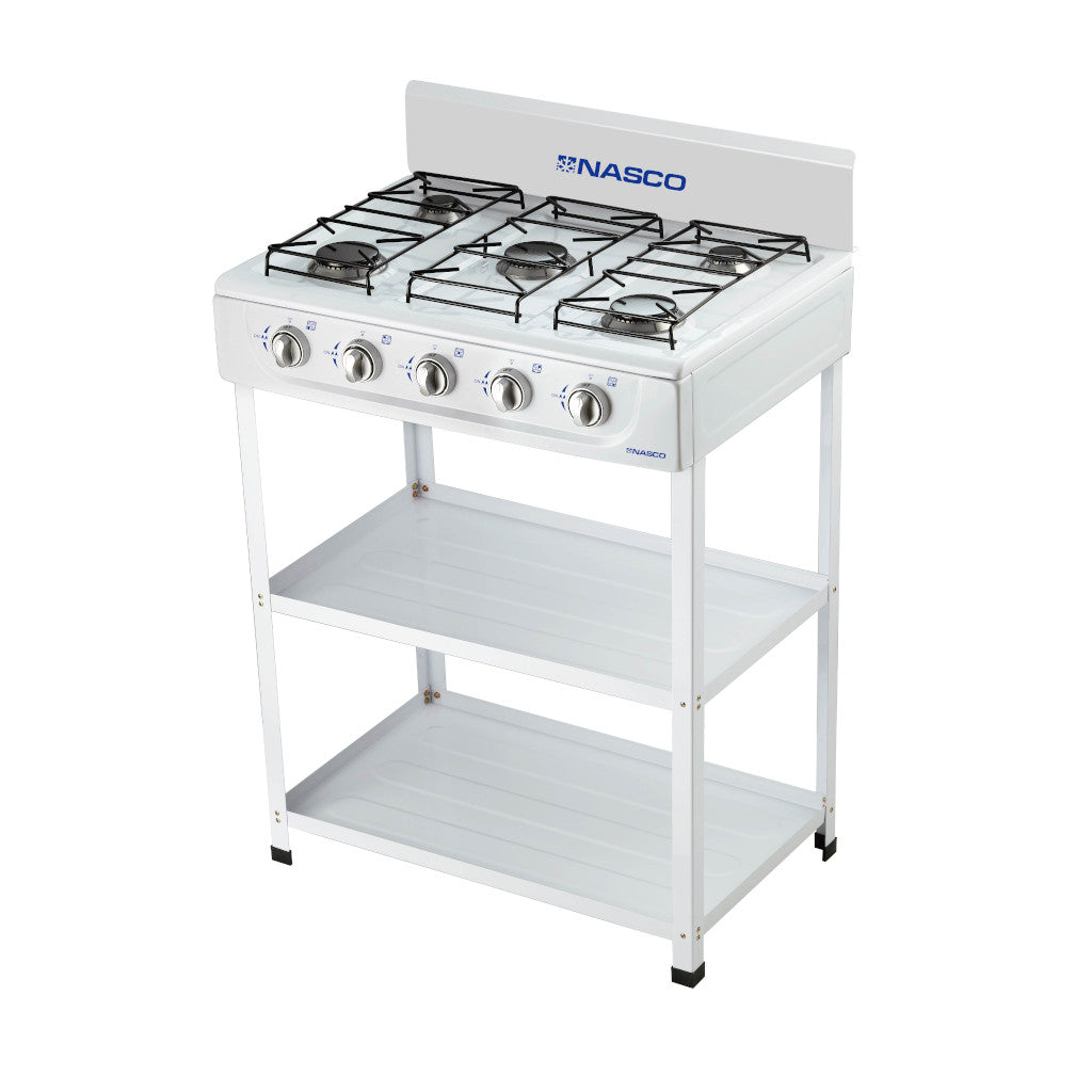 NASCO RÉCHAUD A GAZ 5 FEUX AVEC TABLE BLANC -  NASGS-K5BW-S