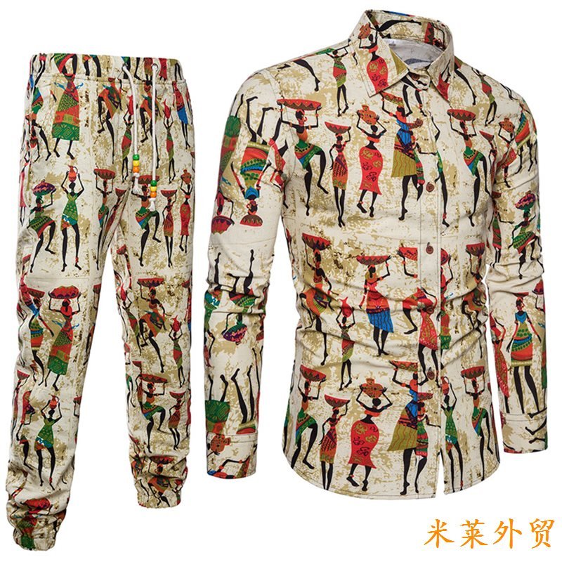 Importé - Ensemble Chemise + Pantalon Homme De Loisirs Décontracté Manches Longues