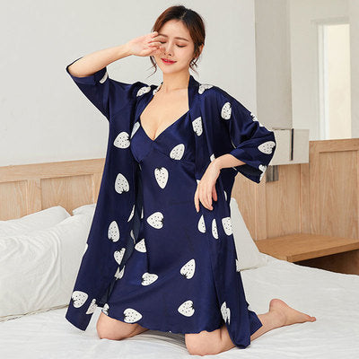 Importé - Ensemble 2 Pièces Robe Nuisette En Soie