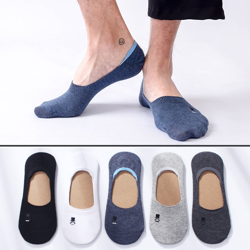 Importé - Lot de 5 & 10 Paires de Chaussettes Fines  Invisibles Antidérapantes 100% Coton