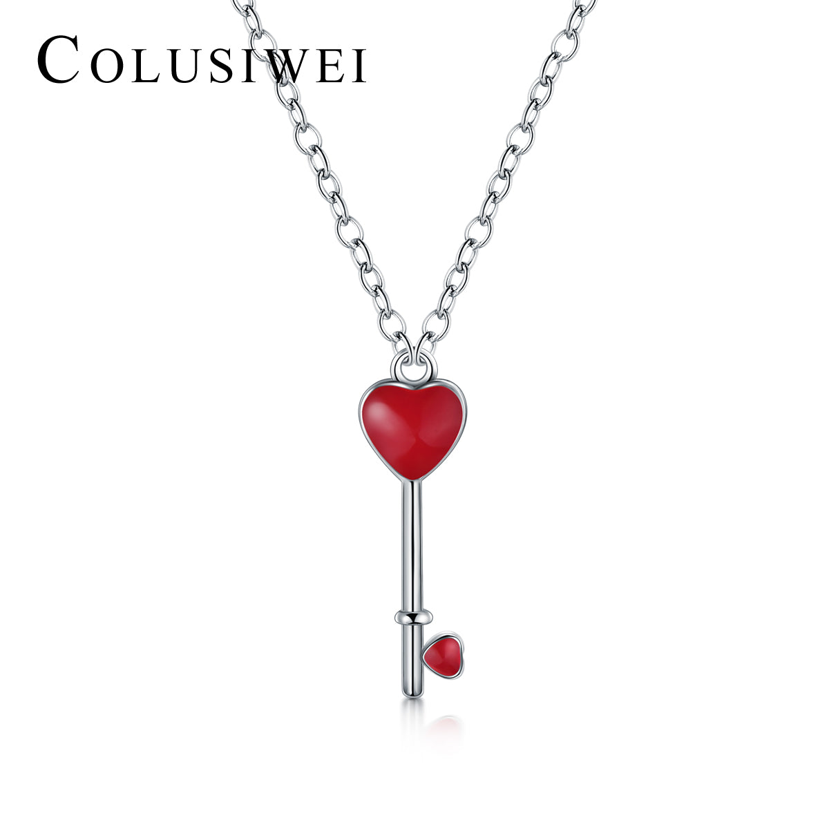 Importé - Collier en Clé - Cœur Rouge