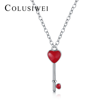 Importé - Collier en Clé - Cœur Rouge