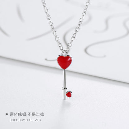 Importé - Collier en Clé - Cœur Rouge
