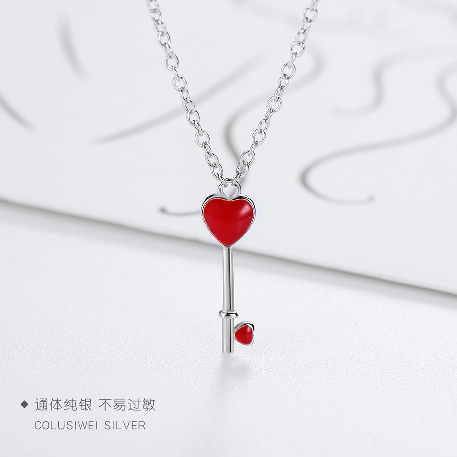 Importé - Collier en Clé - Cœur Rouge