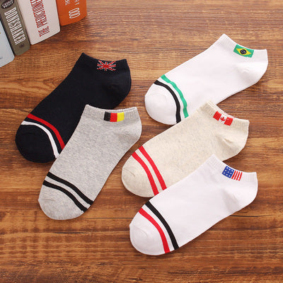 Importé - Lot de 5 Paires de Chaussettes Sport 100% Coton Couleur Unie