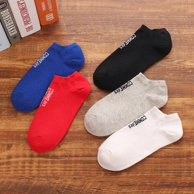 Importé - Lot de 5 Paires de Chaussettes Sport 100% Coton Couleur Unie