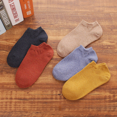 Importé - Lot de 5 Paires de Chaussettes Sport 100% Coton Couleur Unie