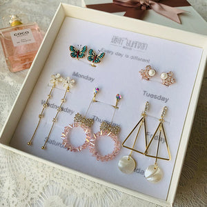 Importé - Coffret Ensemble de 7 Boucles d'oreilles Glamour pour Femme