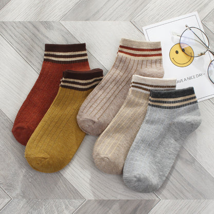 Importé - Lot de 5 Paires de Chaussettes Femme  Sport 100% Coton Tendance
