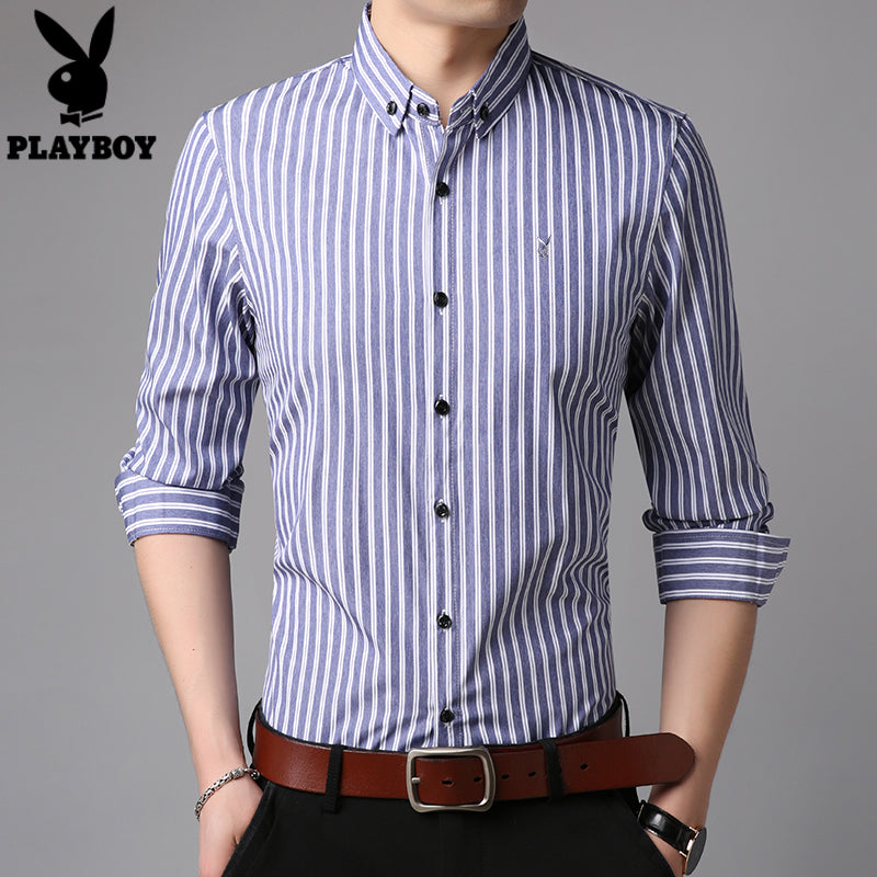 Importé - Chemise Playboy Homme à rayures manches longues