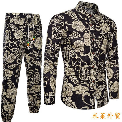 Importé - Ensemble Chemise + Pantalon Homme De Loisirs Décontracté Manches Longues