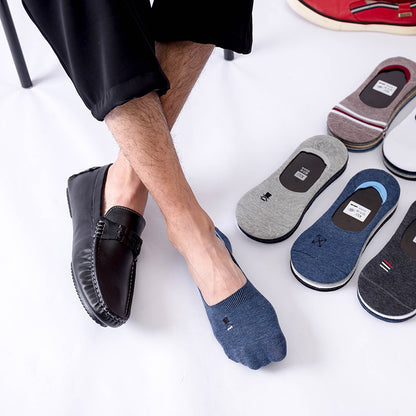 Importé - Lot de 5 & 10 Paires de Chaussettes Fines  Invisibles Antidérapantes 100% Coton
