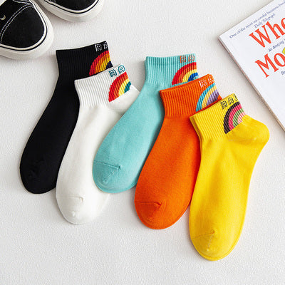 Importé - Lot de 5 Paires de Chaussettes 100% Coton Style Rétro