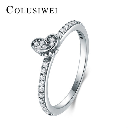 Importé -  Bague Argent Incrusté Zircon Papillon