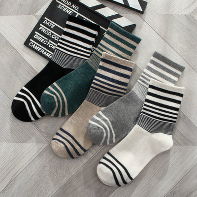 Importé - Lot de 5 Paires de Chaussettes Montante Style Rétro 100% Coton