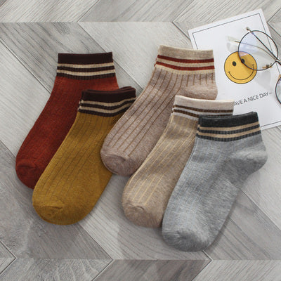 Importé - Lot de 5 Paires de Chaussettes Femme  Sport 100% Coton Tendance