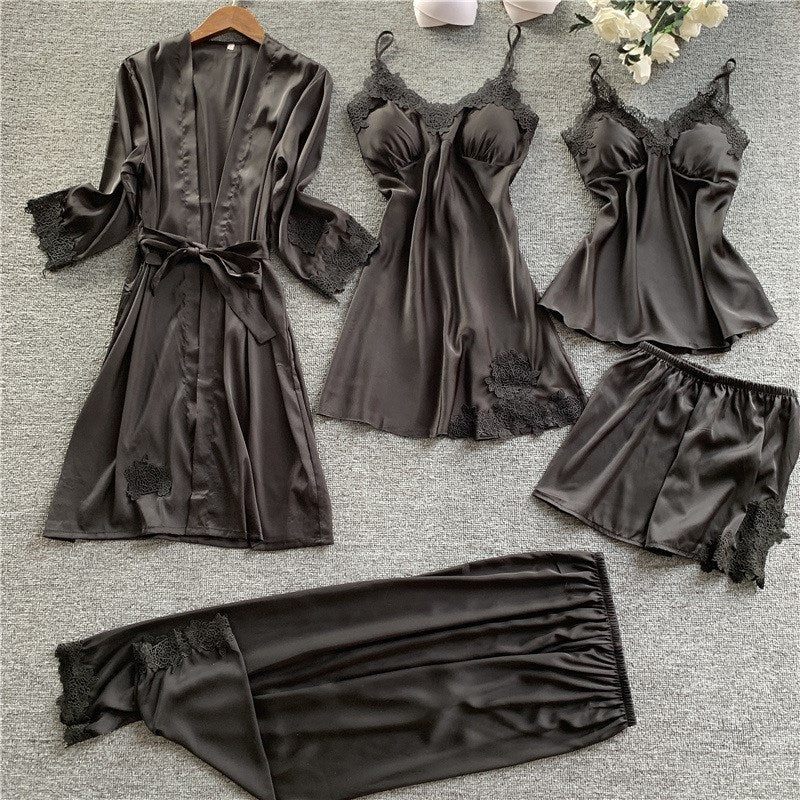 Importe - Ensemble Pyjama Sexy Femme En Dentelle 5 Pièces