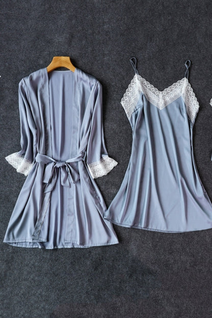Importe - Ensemble Pyjama Sexy A Bretelles Femme 4 Pièces En Dentelle