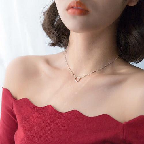 Importé - Collier Pendentif en Or Blanc Rose pour Femme