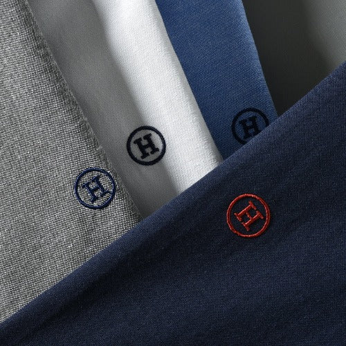 Importé - Chemise Oxford Coton Homme Brodée Manches Longues