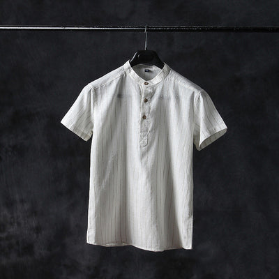 Importé-  Chemise Homme Manche Courte Décontractée En Lin