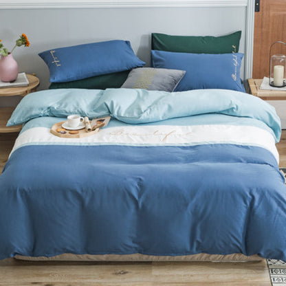 Importé - Drap De Lit Ponçage 4 Pièces Brodé Couette De Style Nordique 3 Pièces 4 Housse De Couette En Coton