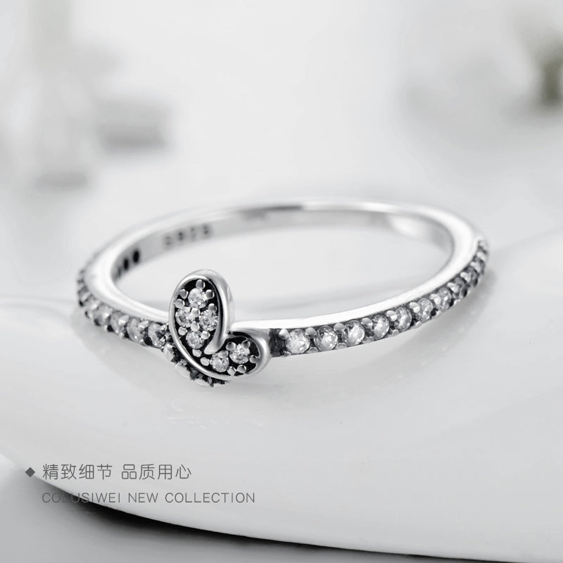 Importé -  Bague Argent Incrusté Zircon Papillon