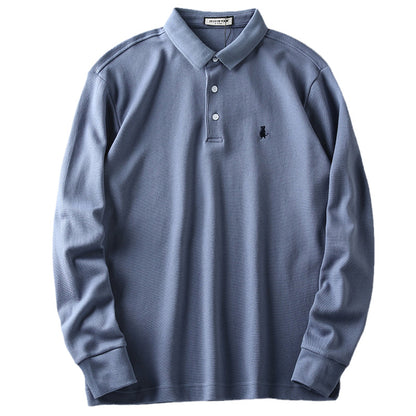 Importé - Polo T-Shirt Homme en Coton Broderie à Manches Longues