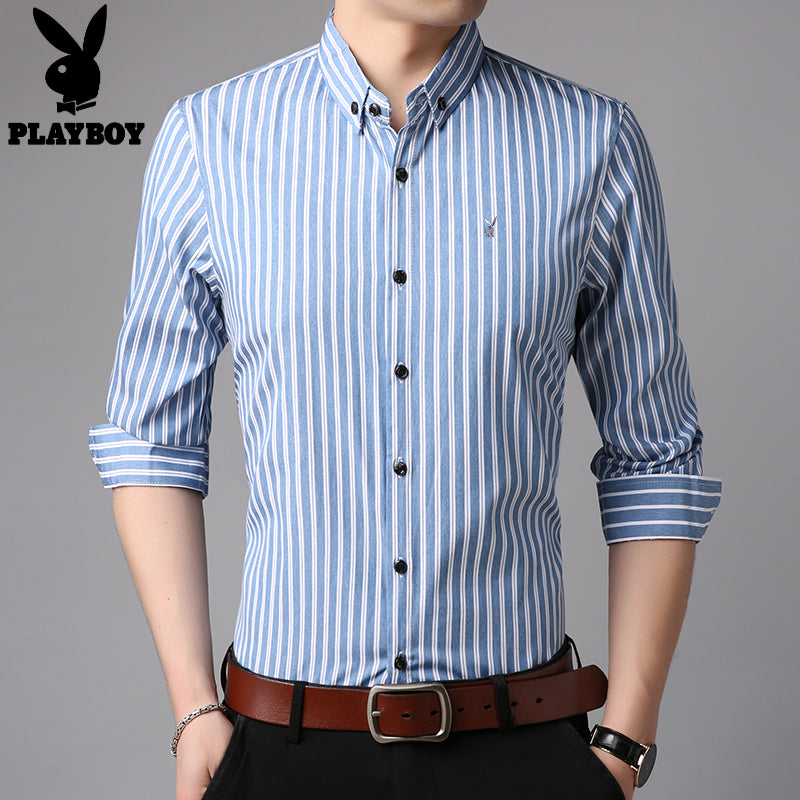 Importé - Chemise Playboy Homme à rayures manches longues